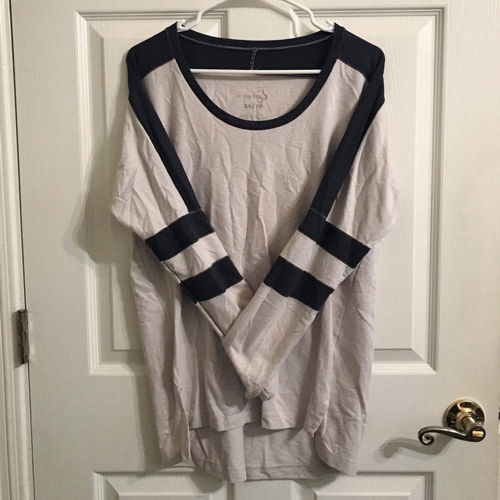 Free People XS Baseball-Style Long-Sleeve Tee